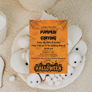 Spooky & Fun Halloween Pompoen Carving Party Kaart