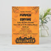 Spooky & Fun Halloween Pompoen Carving Party Kaart (Staand voorkant)