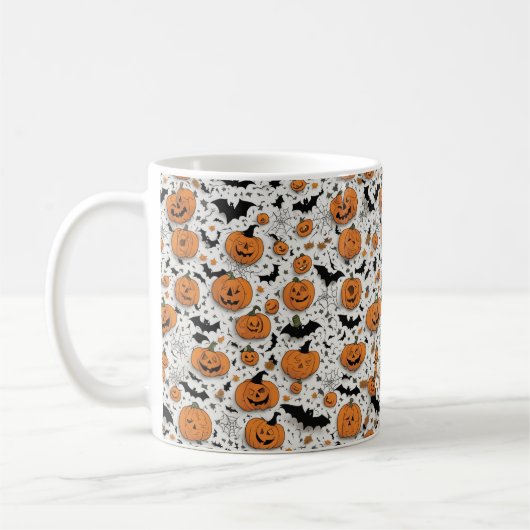 Spooky Fun Halloween Pompoenen & Vleermuizen Patro Koffiemok (Links)