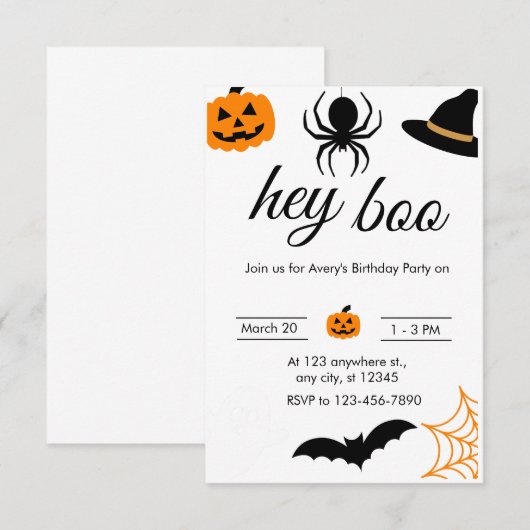 Spooky Fun Halloween Verjaardagsfeestje Kaart (Voorkant / Achterkant)