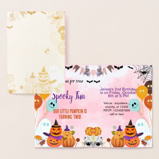Spooky Fun Pinkghost Halloween sjabloon Uitnodigin (Display)