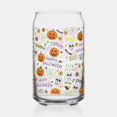 Spooky & Fun Pumpkin - Kleurrijk Halloween Patroon Blikvorm Glas (Voorkant)
