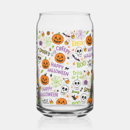 Spooky & Fun Pumpkin - Kleurrijk Halloween Patroon Blikvorm Glas