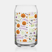 Spooky & Fun Pumpkin - Kleurrijk Halloween Patroon Blikvorm Glas (Achterkant)