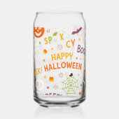 Spooky & Fun Pumpkin - Kleurrijk Halloween Patroon Blikvorm Glas (Voorkant)