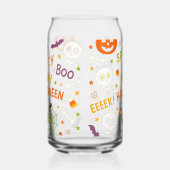 Spooky & Fun Pumpkin - Kleurrijk Halloween Patroon Blikvorm Glas (Links)