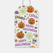 Spooky & Fun Pumpkin - Kleurrijk Halloween Patroon Cadeaulabel (Achterkant)