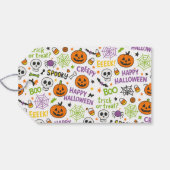 Spooky & Fun Pumpkin - Kleurrijk Halloween Patroon Cadeaulabel (Achterkant Horizontaal)