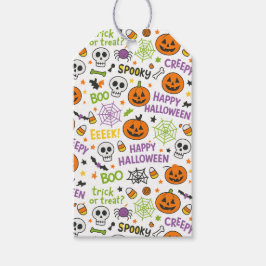 Spooky & Fun Pumpkin - Kleurrijk Halloween Patroon Cadeaulabel