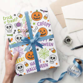 Spooky & Fun Pumpkin - Kleurrijk Halloween Patroon Cadeaupapier