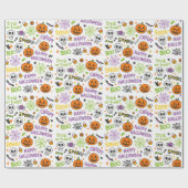 Spooky & Fun Pumpkin - Kleurrijk Halloween Patroon Cadeaupapier (Vlak)