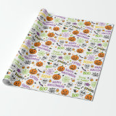 Spooky & Fun Pumpkin - Kleurrijk Halloween Patroon Cadeaupapier (Uitgerold)