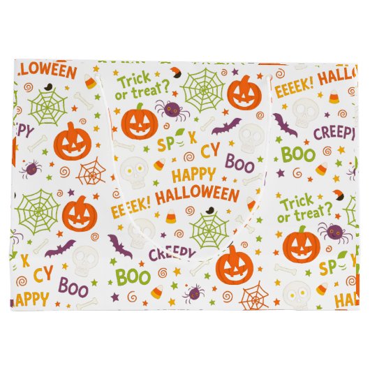 Spooky & Fun Pumpkin - Kleurrijk Halloween Patroon Groot Cadeauzakje (Achterkant)