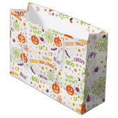 Spooky & Fun Pumpkin - Kleurrijk Halloween Patroon Groot Cadeauzakje (Voorkant Gekanteld)