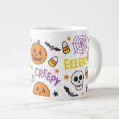 Spooky & Fun Pumpkin - Kleurrijk Halloween Patroon Grote Koffiekop (Voorkant rechts)