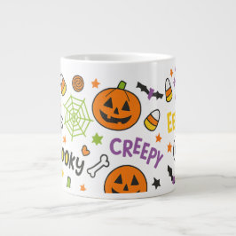 Spooky & Fun Pumpkin - Kleurrijk Halloween Patroon Grote Koffiekop