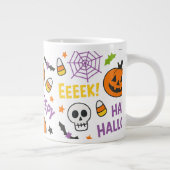 Spooky & Fun Pumpkin - Kleurrijk Halloween Patroon Grote Koffiekop (Rechts)