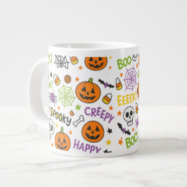 Spooky & Fun Pumpkin - Kleurrijk Halloween Patroon Grote Koffiekop