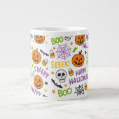 Spooky & Fun Pumpkin - Kleurrijk Halloween Patroon Grote Koffiekop (Voorkant)