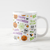 Spooky & Fun Pumpkin - Kleurrijk Halloween Patroon Grote Koffiekop (Rechts)