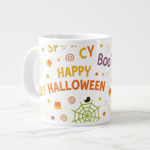 Spooky & Fun Pumpkin - Kleurrijk Halloween Patroon Grote Koffiekop