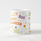 Spooky & Fun Pumpkin - Kleurrijk Halloween Patroon Grote Koffiekop (Voorkant)