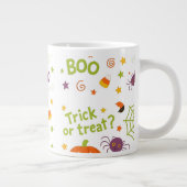 Spooky & Fun Pumpkin - Kleurrijk Halloween Patroon Grote Koffiekop (Rechts)