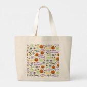 Spooky & Fun Pumpkin - Kleurrijk Halloween Patroon Grote Tote Bag (Achterkant)