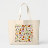 Spooky & Fun Pumpkin - Kleurrijk Halloween Patroon Grote Tote Bag (Voorkant)