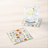 Spooky & Fun Pumpkin - Kleurrijk Halloween Patroon Kartonnen Onderzetters (Insitu)