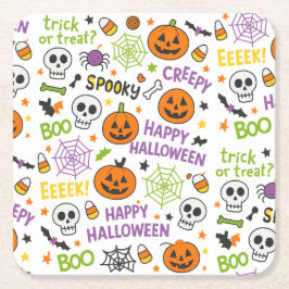 Spooky & Fun Pumpkin - Kleurrijk Halloween Patroon Kartonnen Onderzetters