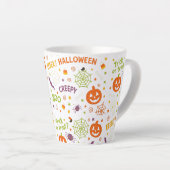 Spooky & Fun Pumpkin - Kleurrijk Halloween Patroon Latte Mok (Rechterhoek)