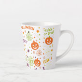 Spooky & Fun Pumpkin - Kleurrijk Halloween Patroon Latte Mok (Rechts)