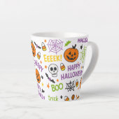 Spooky & Fun Pumpkin - Kleurrijk Halloween Patroon Latte Mok (Rechterhoek)