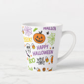 Spooky & Fun Pumpkin - Kleurrijk Halloween Patroon Latte Mok (Rechts)