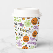 Spooky & Fun Pumpkin - Kleurrijk Halloween Patroon Papieren Bekers (Achterkant)