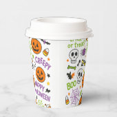 Spooky & Fun Pumpkin - Kleurrijk Halloween Patroon Papieren Bekers (Rechts)