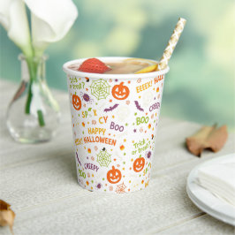Spooky & Fun Pumpkin - Kleurrijk Halloween Patroon Papieren Bekers