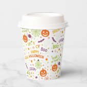 Spooky & Fun Pumpkin - Kleurrijk Halloween Patroon Papieren Bekers (Voorkant)