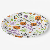 Spooky & Fun Pumpkin - Kleurrijk Halloween Patroon Papieren Bordje (Gekanteld)