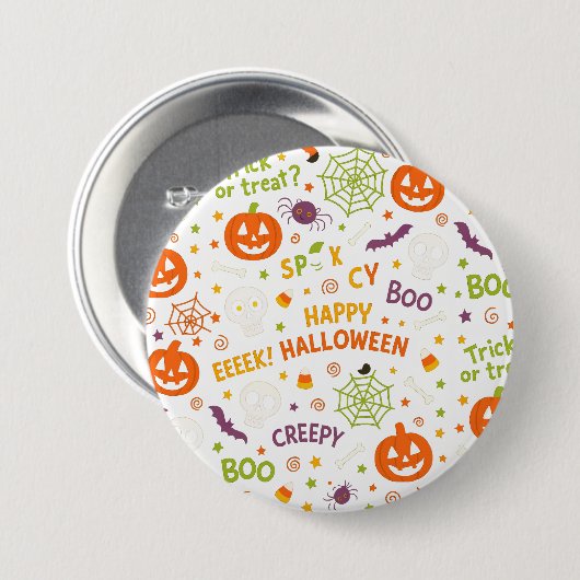 Spooky & Fun Pumpkin - Kleurrijk Halloween Patroon Ronde Button 7,6 Cm (Voorkant /achterkant)