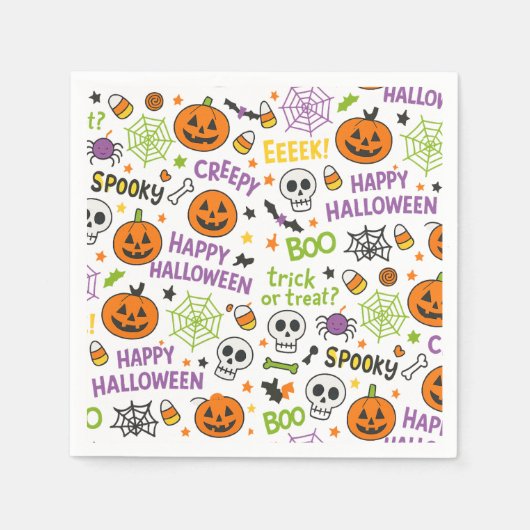 Spooky & Fun Pumpkin - Kleurrijk Halloween Patroon Servet (Voorkant)