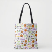 Spooky & Fun Pumpkin - Kleurrijk Halloween Patroon Tote Bag (Voorkant)