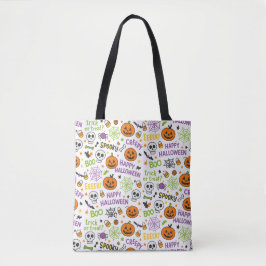 Spooky & Fun Pumpkin - Kleurrijk Halloween Patroon Tote Bag