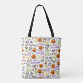 Spooky & Fun Pumpkin - Kleurrijk Halloween Patroon Tote Bag (Achterkant)