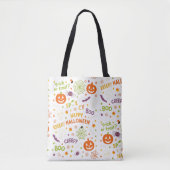 Spooky & Fun Pumpkin - Kleurrijk Halloween Patroon Tote Bag (Voorkant)