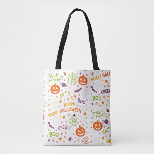 Spooky & Fun Pumpkin - Kleurrijk Halloween Patroon Tote Bag (Voorkant)