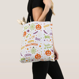 Spooky & Fun Pumpkin - Kleurrijk Halloween Patroon Tote Bag