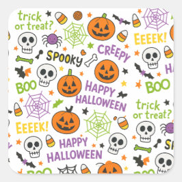 Spooky & Fun Pumpkin - Kleurrijk Halloween Patroon Vierkante Sticker