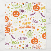Spooky & Fun Pumpkin - Kleurrijk Halloween Patroon Wijn Etiket (Enkel label)